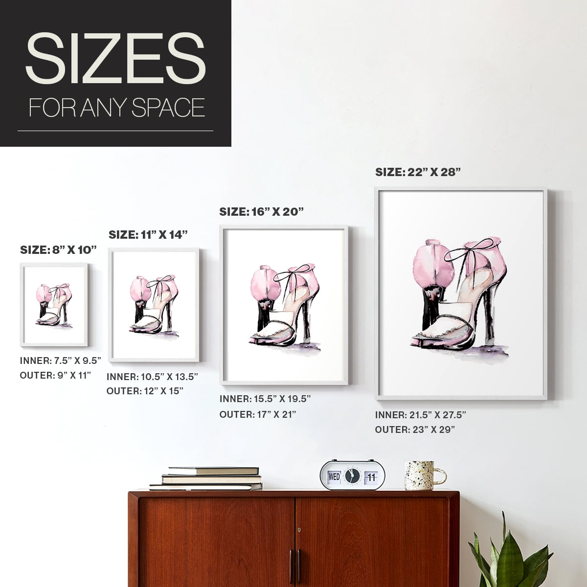 Loafer Heel in White Solid Wood 8 x 10 Framed Print