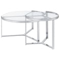 thumbnail image 5 of Delia 2-Piece Round Glass Top Nesting Coffee Table Chrome, 5 of 11