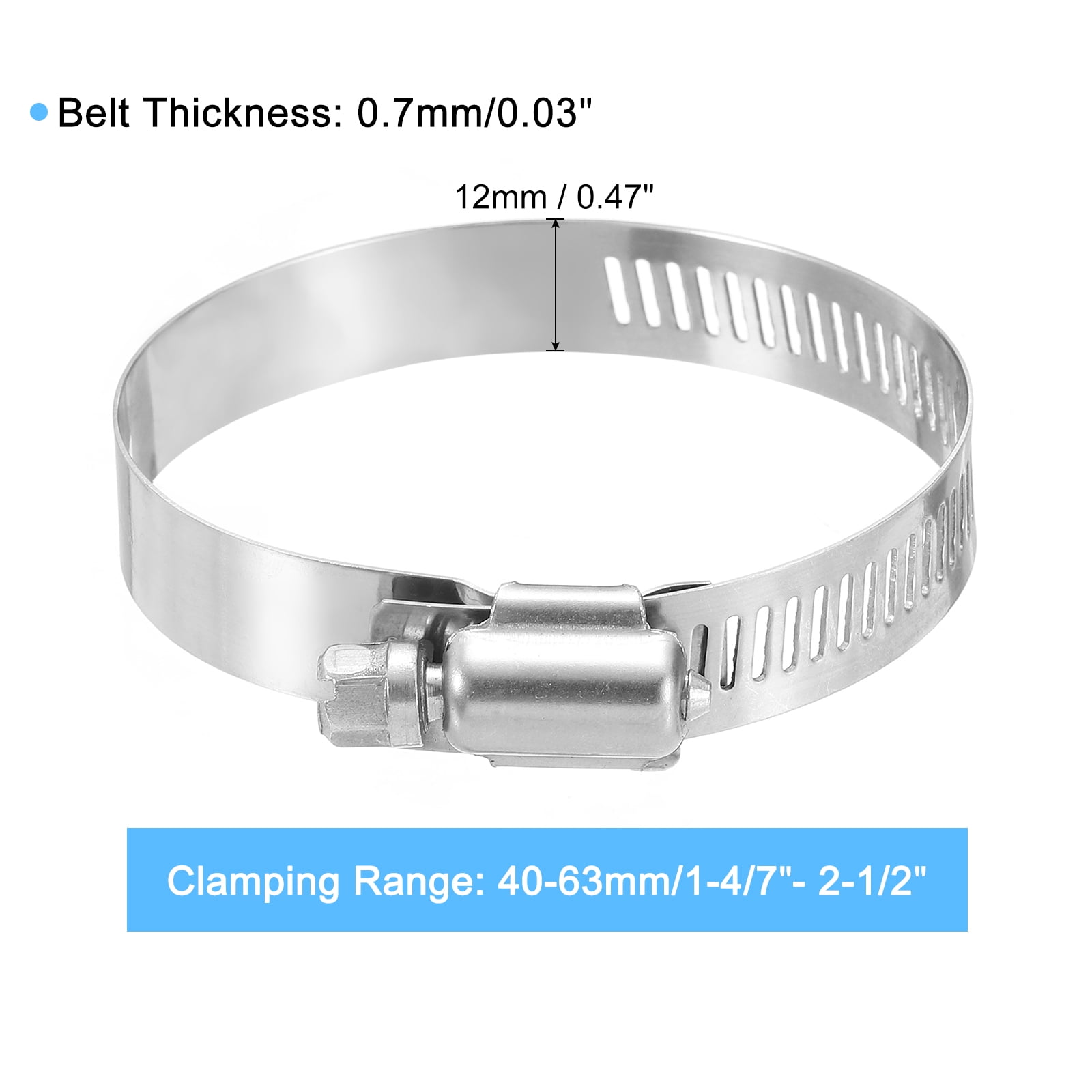 Uxcell Hose Clamp, 1 4/7" to 2 1/2" Adjustable Stainless Steel Worm Gear Hose Clamps for Fuel Line Plumbing, 25Pack