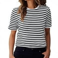 thumbnail image 3 of Horkkom Striped Shirt Women Summer Casual Short Sleeve Shirts Soft Comfy Crewneck T Shirts Black L, 3 of 7