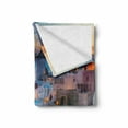 thumbnail image 2 of Landscape Soft Flannel Fleece Throw Blanket, Touristic Houses Traditional Architecture Composition at Sunset by the Ocean, Cozy Plush for Indoor and Outdoor Use, 70" x 90", Multicolor, by Ambesonne, 2 of 6