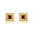 thumbnail image 3 of 14k Yellow Gold Filigree Princess Ruby and Diamond Earrings, 3 of 3