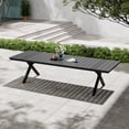 thumbnail image 4 of Pellebant 118" Outdoor Dining Table for 8-12, Aluminum Sturdy Frame with Umbrella Hole, Black Wood-Grain Top, 4 of 7