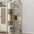thumbnail image 6 of 6 Tier Freestanding L-Shaped Corner Bookshelf for Living Room Bedroom, Wooden Bookcase with Anti-Drop Panel and Anti-Tipping Device, Display Shelf Open Storage Rack for Home Office, White Oak, 6 of 15