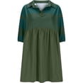 thumbnail image 3 of WILLBEST Vestido De Verano Para Mujer, Vestido De Verano Para Mujer, Vestido Informal De Gran Tamaño De Manga Corta Con Bloques De Color Y Cuello En V, Vestido Mini Camisero Fluido, 3 of 3