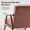 thumbnail image 5 of LegaHome Mid-Century Modern Accent Chair, Velvet Fabric Arm Chair with Solid Wood Frame and Extra-Thick Backrest, Upholstered Lounge Armchair Comfort Reading Chair for Living Room, Pink, 5 of 9