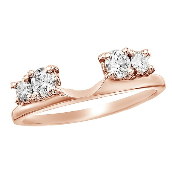 White Natural Diamond Four Stone Solitaire Enhancer Ring in 14k Rose Gold (0.2 Cttw)