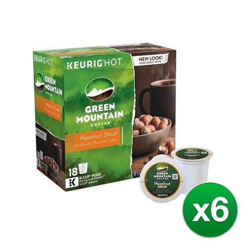 Green Mountain Coffee Hazelnut Decaf Coffee, Keurig KCup Pods, 18 Ct