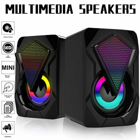eYotto X2 Computer Speakers, 3W x 2 Deep Bass in Small Body, Stereo 2.0 USB Powered 3.5mm Aux Multimedia Speakers, Compact Laptop Speakers for PC Desktop Gaming Smartphones Tablet Projector TV, Black