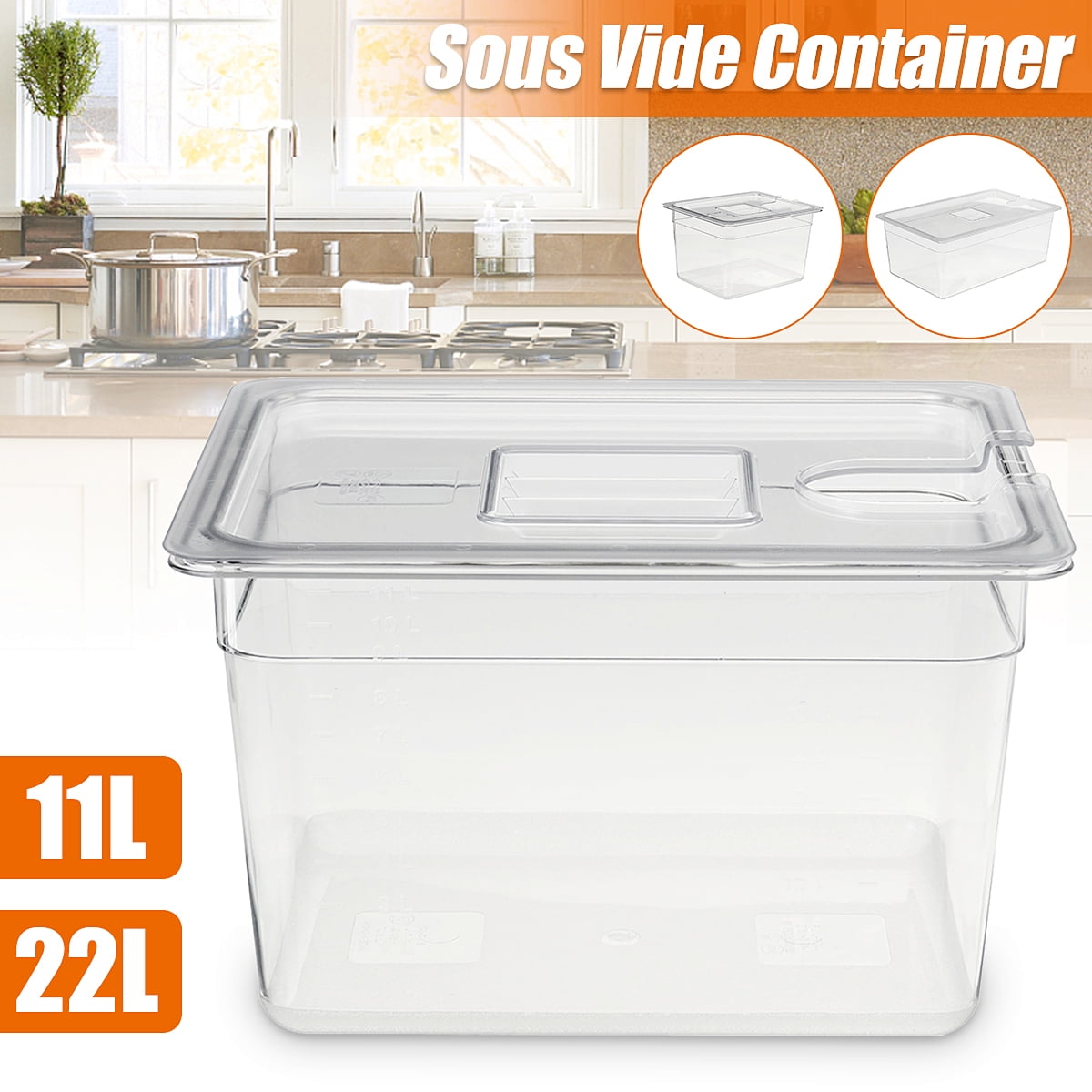 11L/22L Sous Vide Container with Lid for Culinary Immersion Slow Cooker