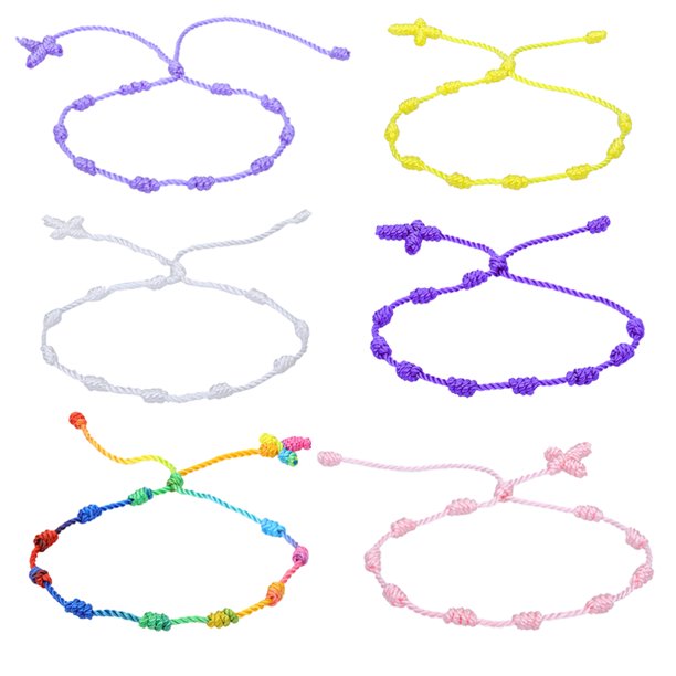 Juego de 6 pulseras anudadas ajustables, amuleto, pulseras de protección de la amistad para mujeres y niñas Adepaton BST3002770-1