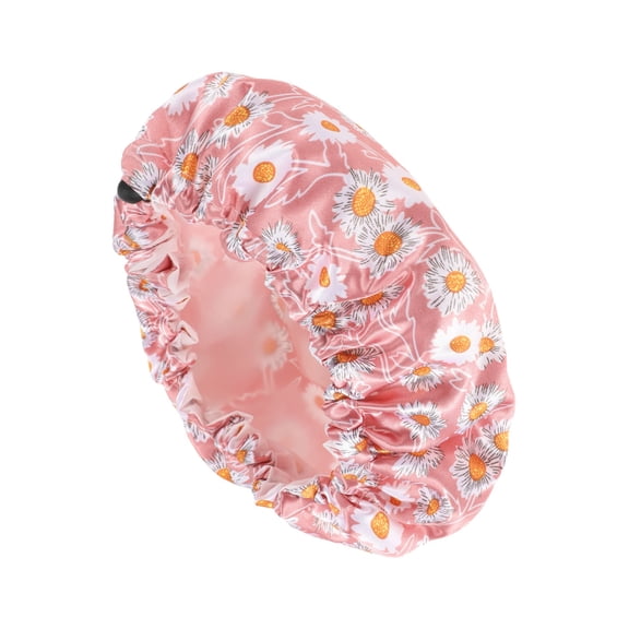 Unique Bargains Women's Flowers Bath Cap 1 Pc Pink, White