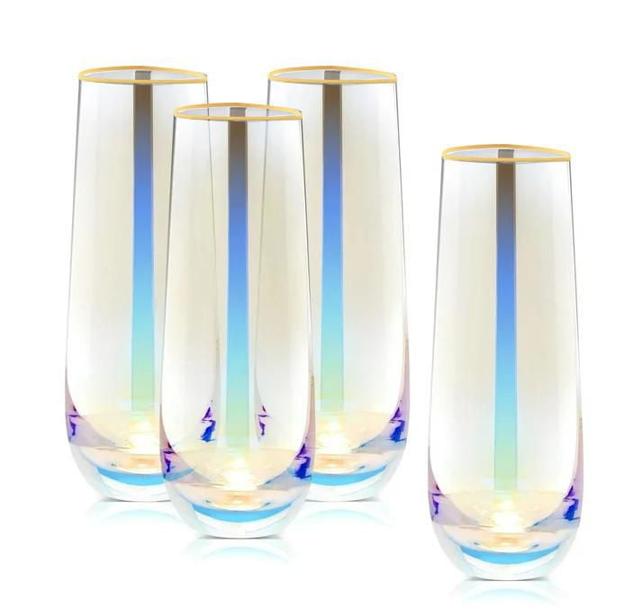 Holiday Time Jingle Mingle Clear Irridescent Champagne Glass,100% Soda Lime Glass, 10.15Oz, 1 Piece