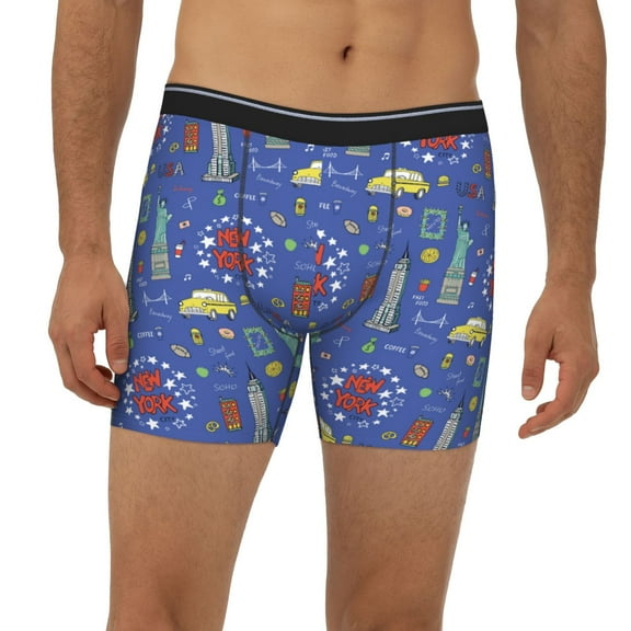 Mens Extended Length Boxer Briefs - New-York City Underwear Boxer Briefs with Elastic Band