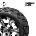 thumbnail image 2 of Hardcore Parts 12" Machined/Black ‘VAMPIRE’ Golf Cart Wheels and 20″x10″-12″ DOT rated All-Terrain tires - Set of 4, includes Chrome ‘SS’ center caps and 1/2x20 Chrome lug nuts, 2 of 4