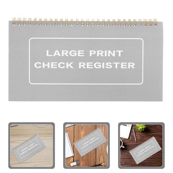 OULII 4Pack Transaction Register For Check Book Large Print Design Grey For Low Vision Users