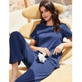 thumbnail image 3 of Ekouaer Cotton Pajamas Sets Short Sleeve T-Shirt Top and Long Pants Pj Sets Soft Pjs Sleepwear Loungewear for Women, 3 of 6