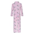 thumbnail image 4 of Womens Pajama Sets Casual Lapel Button Print Two Piece Long Sleeve Suit Leisure Nightwear Pink Women's Sleepwear L, 4 of 5