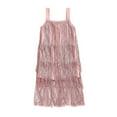 thumbnail image 3 of Little Kids Girls Tassel Dress Sleeveless Sling Square Neck Dress Kids Girls Summer Fringe Layered Party Skirt Latin Dresses,  Pink 18-24 Months, 3 of 8