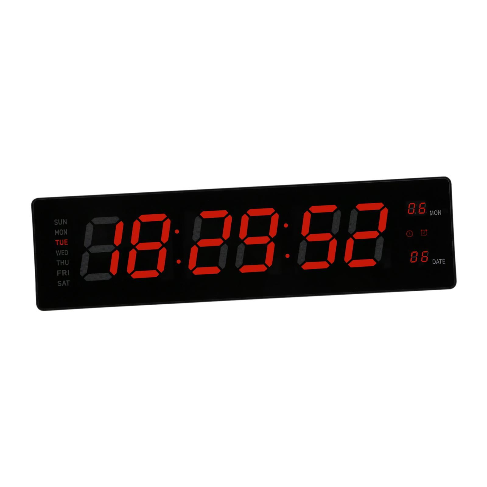 Baoblaze LED Digital Clock Bedroom Display Date Calendar Bar Wall Hanging Alarm Clock Red