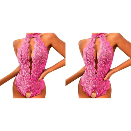 Wijhcboe 2 Pack Women Sexiest Lingerie for Women for Sexy Long Fashion Bodysuit Lingerie Roleplay Sexy Long Sleeve Lingerie for Women Lingerie Sexy Women Red Plaid Lace Lingerie plus Size D