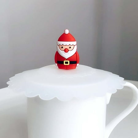 

Christmas Tree Snowman Santa Clause Dustproof Leakproof Mug Cup Cap Lid Cover