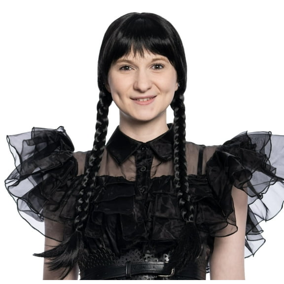 Costume Agent Spooky Family Deluxe Black Halloween Costume Wig, with Braided