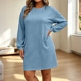 thumbnail image 7 of Ashirexll Long Sleeve Dress for Women Plus Size Loose Long Sleeve Round Neck Solid Color with Pockets Midi Dress, 7 of 7