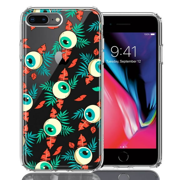 MUNDAZE For Apple iPhone 7/8 Plus Halloween Creepy Tropical Eyeballs Design Double Layer Phone Case Cover
