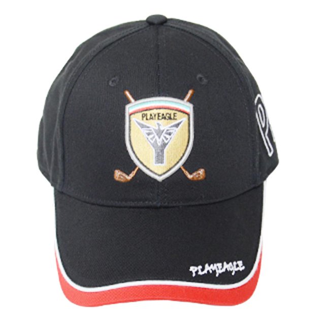 hombres mujeres sombrero de béisbol golf sombrero para el aire libre visera negro sunnimix gorras de golf deportivas gorra negra de 6 paneles con visera curvada, borde rojo y ribete blanco, escudo bordado con dos palos de golf y texto bordado en la visera; cierre de hebilla elástico según especificación, algodón transpirable; adecuada también para actividades al aire libre y viajes.