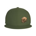 thumbnail image 3 of DouZhe Flat Brim Cap Snapback Hat, Mysterious Gothic Skull Shadow Prints Adjustable Green Adult Baseball Cap, 3 of 6