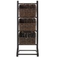 thumbnail image 3 of 3-Tier Floor Stand with Water Hyacinth Storage Baskets, Black/Espresso - Standing Organizer Rack for Bathroom, Kitchen, Laundry, Living Room, 3 of 5