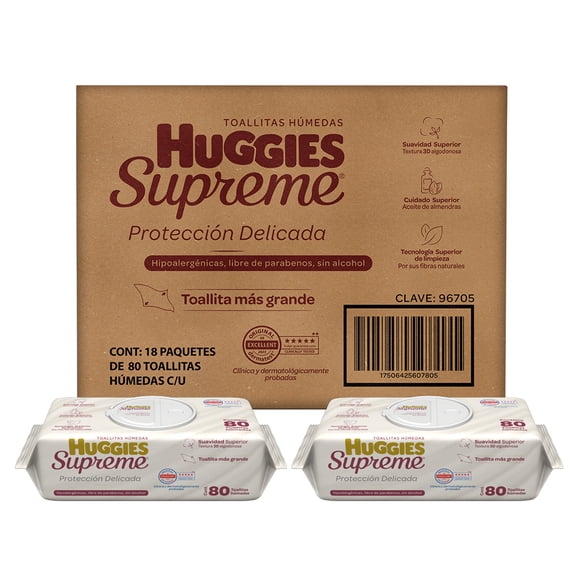 Toallitas Húmedas Huggies Supreme 18 Paquetes con 80 Piezas c/u