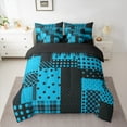 thumbnail image 2 of Manfei Cartoon Polka Dots 7pcs Bedding Comforter Set,Chic French Style Queen Bedding Sets,Blue Black Patchwork Plaid Queen Sheet Sets For Children,Breathable Home Decor Reversible, 2 of 8