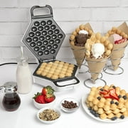 Cucina Pro Bubble Waffle Maker- Electric Nonstick Hong Kong Egg Waffler Iron Griddle w Ready Indicator Light- Ready in under 5 Mins w Recipe Guide- Homemade Ice Cream Cones