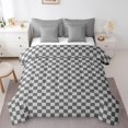 thumbnail image 1 of Erosebridal Checkered Gingham Bedding Sets Full Size, Grey Comforter Sets with Sheets, Rectangle Geometry Decor, 7-Piece, 1 of 1