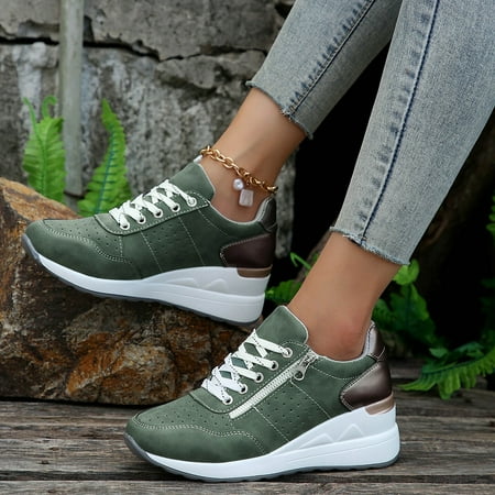 XDDST Womens Flats Comfortable Dressy New Casual Women s Shoes Sneakers Lace Up Thick Soled Large Size Single Shoes