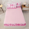 thumbnail image 4 of Homewish Princess Letter H Zipper Full Size Comforter Sets with Fitted Sheet and 2 Pillowcases, Cute Ribbon Zipper Bedding Set, Pink Reversible, Pink Reversible, 4 Pieces, 4 of 6