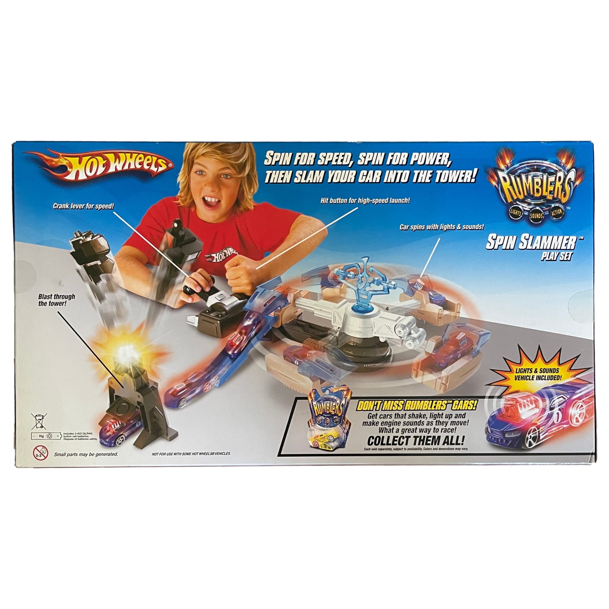 Mattel Hot Wheels Rumblers Spin Slammer Play Set Car Launch Ramp Blast Set