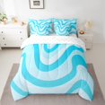 thumbnail image 2 of Manfei Blue Wave Lines 7 Pieces Bedding Comforter Set,Modern Geometric Stripe Full Bedding Set,Abstract Art Fitted Sheet Flat Sheet For Girls,Luxury Bedroom Decor Reversible, 2 of 8