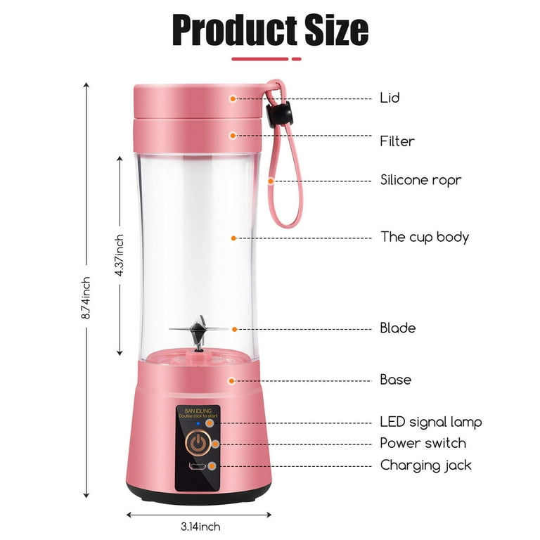 2023 Portable Rechargeable Fruit Blender with Straw 380ml Juicer