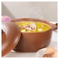 thumbnail image 5 of Terracotta casserole with lid, clay cooking pot, ceramic soup pot lid, casserole, stew cooking pot, energy saving for open fire soup at home and catering, 5 of 6