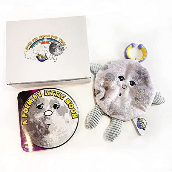 Celestial Buddies Over The Moon for You Gift Box Set - Baby Board Poem & Crunch Bunch Plush Sensory Educational Planet Teether