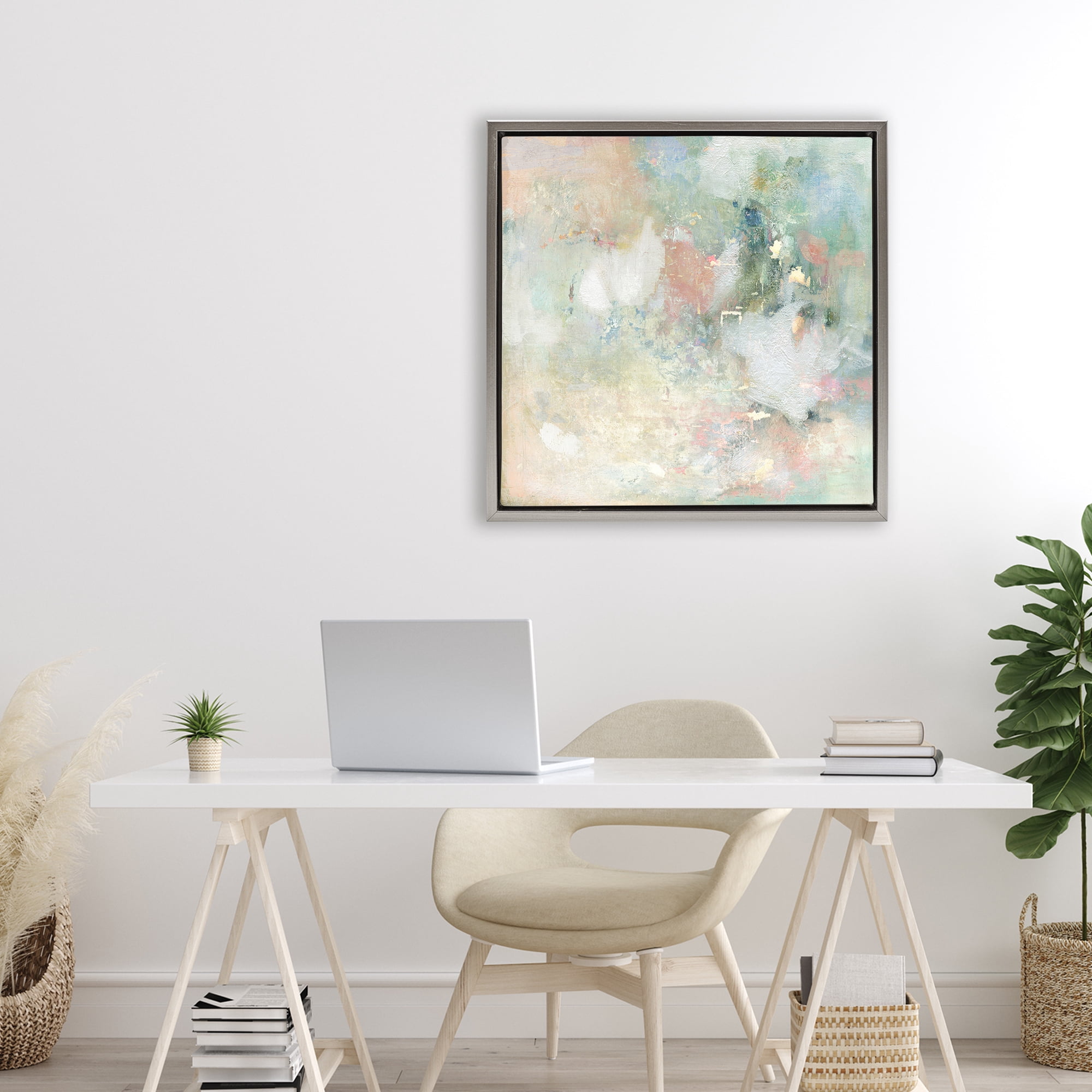 Stupell Industries Serene Pastel Brushstroke Harmony Gray Framed Floater Canvas Wall Art, design by Carol Robinson