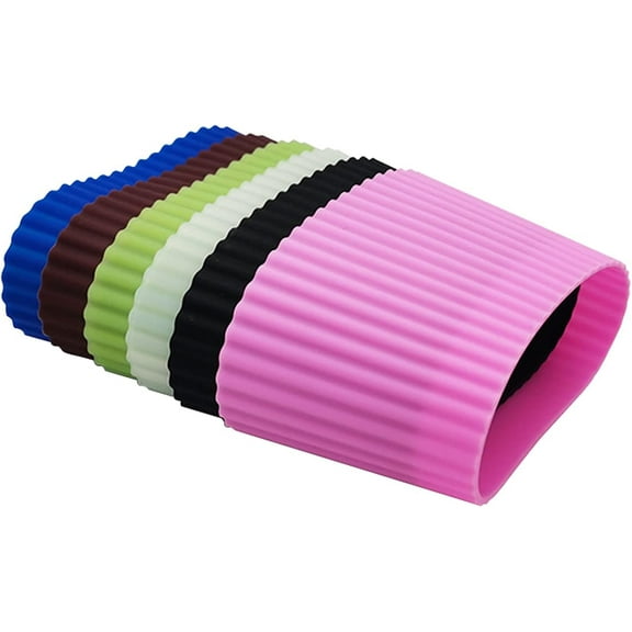 6pcs Reusable Coffee Cup Silicone Sleeves Heat Resistant Insulate Protective