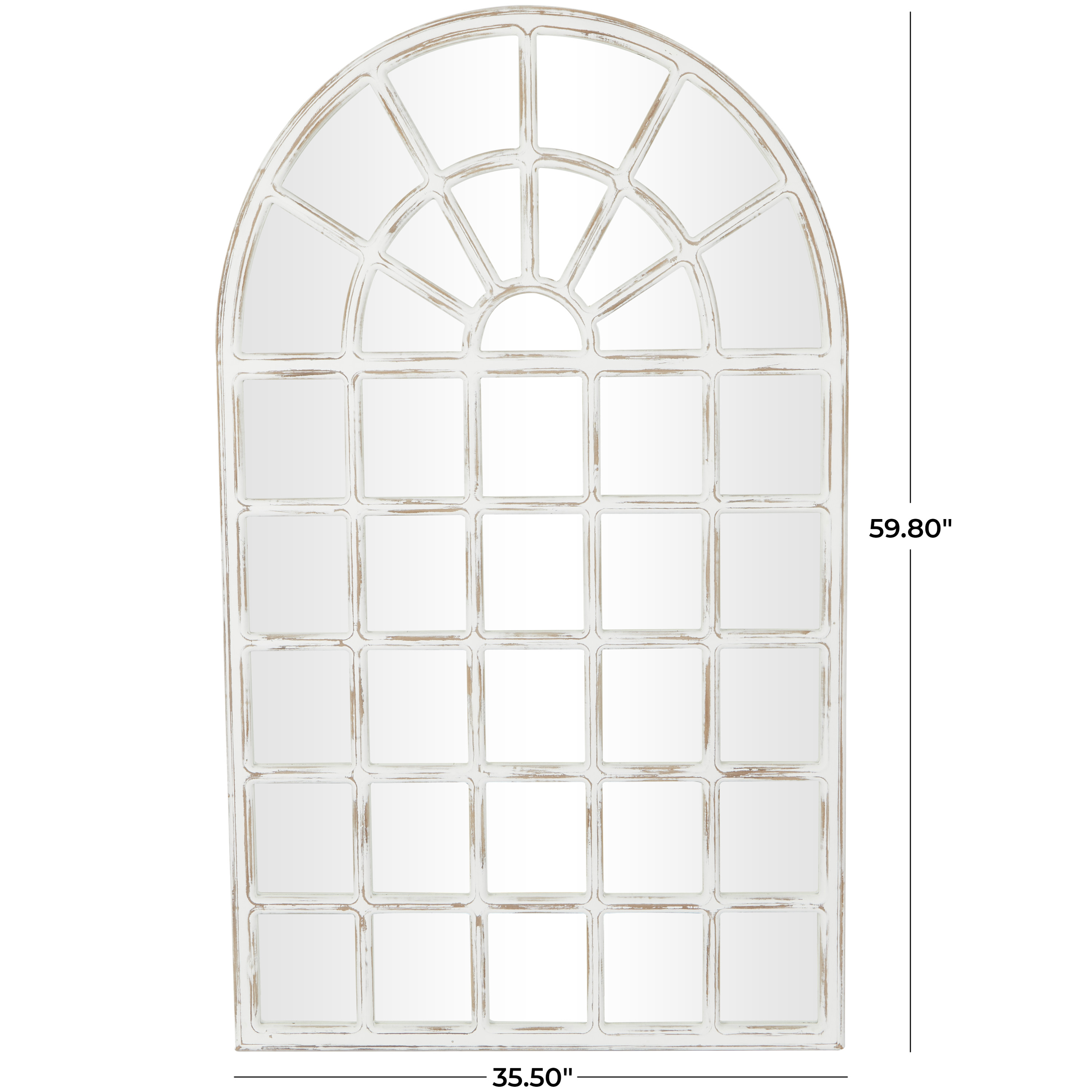 DecMode 36" x 60" White Window Pane Wall Mirror with 28 Mirror Panes