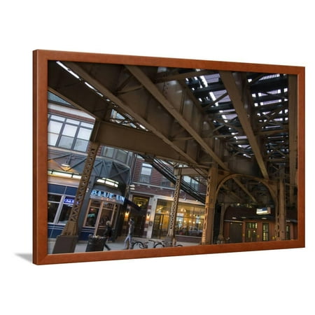 Wicker Park In The Tracks of the Blue Line Elevated Train in Wicker Park, Chicago Framed Print Wall Art By Alan Klehr ()