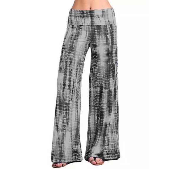 FASHIONWT Women Easy Care Athletics Wide Leg Slacks Loose Stretchy Tie Dye Pants