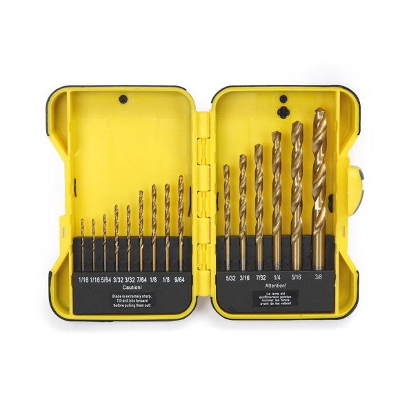 WorkPro Titanium Coated HSS Drill Bit Set-15 Piece,Plastic Case