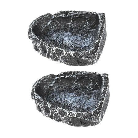 oshhni 2Pcs Reptile Water Dishes Food Bowls Feeder for Chameleon Horned Frog Turtle Rectangle